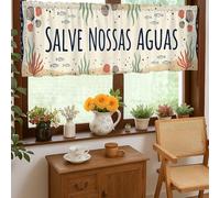 Cortinas de cocina con diseño de sirena, diseño de delfín náutico costero, conchas marinas, verano, color azul marino, cenefa de ventana para fregadero de caravana pequeña, ventana estrecha, 45,7 x