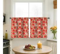 Cortinas de cocina con diseño de tomates, estilo rústico de hojas y flores, juego de cortinas para ventana de cocina, para colgar sobre el fregadero, 24 x 26 pulgadas