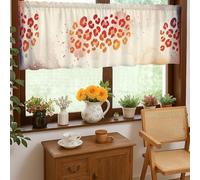 Cortinas de cocina con estampado de leopardo, modernas y contemporáneas con lunares acuarelas, cortinas cortas para ventana de cocina sobre fregadero, 45,7 x 132,1 cm