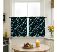 Cortinas de cocina con relámpago, modernas, contemporáneas, nubes de tormenta, cortinas cortas para ventanas de cocina sobre fregadero, 24 x 26 pulgadas