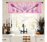 Cortinas de cocina con sombrero de bruja, libro de hechizos de poción festiva, Halloween, melocotón, cenefa de ventana, decoración de ventana para fregadero, comedor, baño, 18 x 52 pulgadas
