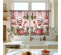 Cortinas de cocina de chef, con bolsillo para barra para fregadero de caravana pequeña, ventana estrecha, 26 x 36 pulgadas