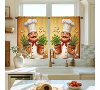 Cortinas de cocina de chef, con diseño de dibujos animados, ajo, sin naranja, para ventanas pequeñas para fregadero de caravana pequeña, ventana estrecha, 26 x 36 pulgadas