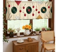 Cortinas de cocina de cóctel, estilo retro, casual, cerezas, hojas de menta, verano, con bolsillo para cortinero, cenefa para ventana de cocina, cortinas sobre fregadero, 45,7 x 132,1 cm
