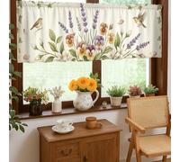 Cortinas de cocina de flores, cenefa de un solo panel verde de hojas de helecho natural floral para decoración de ventana para fregadero, comedor, baño, 18 x 52 pulgadas
