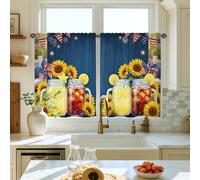 Cortinas de cocina de girasol, diseño rústico de verano con tarro de limón, color amarillo, decoración de ventana para fregadero, comedor, baño, 26 x 36 pulgadas