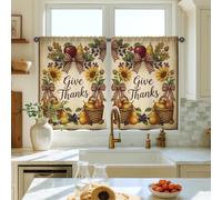 Cortinas de cocina de girasol, rústicas, frutas, peras, color amarillo, para decoración de ventana, ventana, fregadero, comedor, baño, 28 x 39 pulgadas