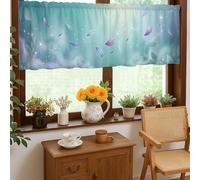 Cortinas de cocina de lavanda, primavera, naturaleza, helecho, primavera, azul, cenefa de ventana, decoración de ventana para comedor, desayuno, rincón, área de fregadero, 18 x 52 pulgadas