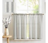 Cortinas de cocina de lino Jinchan, cortinas a rayas de 91 cm, estilo cafeter a, estilo r stico, con rayas equilibradas, para media ventana, filt
