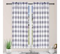 Cortinas de cocina de lujo, sencillas y de lujo, con cuadros de b falo, cortas, para ventanas de media cafeter a, 66 cm de ancho x 114 cm de larg