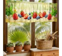 Cortinas de cocina de manzanas, cestas rústicas de peras, cenefa amarilla de verano para fregadero de caravana pequeña, ventana estrecha, 45,7 x 132 cm