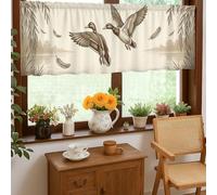 Cortinas de cocina de pato, cenefa de ventana de color marrón con helecho rústico natural para cortinas de ventana de cocina sobre fregadero, 18 x 52 pulgadas