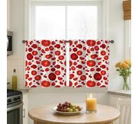 Cortinas de cocina de tomates, cortinas de cocina con filtro de luz roja de verano, decoración de ventana para fregadero, comedor, baño, 24 x 26 pulgadas