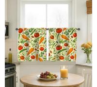 Cortinas de cocina de tomates, cortinas rústicas de zanahoria, pepino de verano, cortinas de cocina para ventana, decoración de ventana para fregadero, comedor, baño, 24 x 26 pulgadas