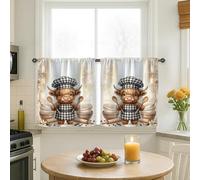 Cortinas de cocina de vaca, diseño de sombrero de chef de granja, cortinas con patrón marrón para fregadero de caravana pequeña, ventana estrecha de 26 x 30 pulgadas