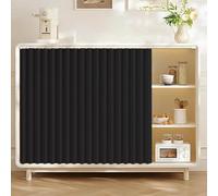 Cortinas de cocina negras plegables con guías, ideales para armarios, baños, lavadoras y armarios, 130 cm de ancho x 50 cm de alto