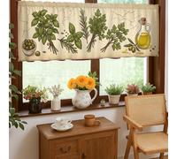 Cortinas de cocina para chef, con diseño culinario, tenedor de plato, sin cenefa roja para fregadero de caravana pequeña, ventana estrecha, 45,7 x 132,1 cm