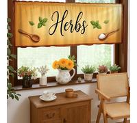 Cortinas de cocina para chef, diseño de dibujos animados, ajo, ninguno naranja, cenefa de un solo panel para ventana para fregadero de caravana pequeña, ventana estrecha, 45,7 x 132,1 cm