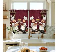 Cortinas de cocina para chef, diseño de pastel rústico de frutas de otoño, tratamiento de ventana para fregadero de caravana pequeña, ventana estrecha, 28 x 39 pulgadas