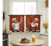 Cortinas de cocina para chef, pasta, tomates de verano, color rojo, tratamiento de ventana para fregadero de caravana pequeña, ventana estrecha, 24 x 26 pulgadas