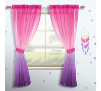 Cortinas de color rosa y morada para decoraciones de la habitacin de las nias Set 1 Panel transparente ventana Voile Ombre Lilac Little Princess Ro