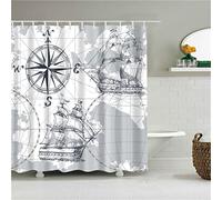 Cortinas de Ducha 120x180cm Cortinas Baño Originales AntiMoho, Impermeables Antibacteriano, con Diseño de 12 Anillos de Cortinas de Bañera Originales, Cortinas de la Ducha Lavables Navegación