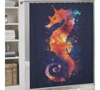Cortinas de ducha con diseño de caballito de mar y galaxia, resistentes al moho, elegantes, lavables, para uso diario, ideal para baños y caravanas, 177 x 180 cm
