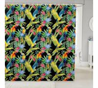 Cortinas de ducha con diseño de loro en acuarela, cortina de baño rústica, flores tropicales de cactus para niños, adolescentes y adultos, cortinas de baño impermeables con 12 ganchos para bañera, 72