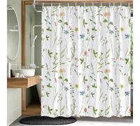 Cortinas de Ducha de Flores y Hojas de Plantas, Tela de Torre Floral de jardín, decoración de baño, Cortinas de baño de partición Resistentes a Salpicaduras, 150x180cm(59x71in)