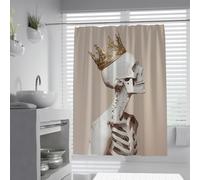 Cortinas de Ducha Funny Skeleton W120xL180cm Gothic Skull Bone Art Tela Impermeable de poliéster Cortina de baño Resistente al Moho decoración Lavable para el baño