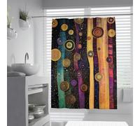 Cortinas de Ducha Galaxia Abstractas Woodland Árboles etéreos con Motivos en Espiral y Estrellas Cortinas de Ducha Místicas Cortinas de baño Tela Impermeable Extra Larga 180 x 220 cm