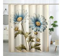 Cortinas de ducha impermeables de primavera con diseño de flores vintage botánicas, hermosas hojas, rústicas, de poliéster, amarillo claro, azul, para baño, dormitorio, apartamento, hotel, juego con