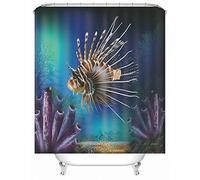 Cortinas De Ducha Modernas Verdes, Cortinas De Ducha De Otoño para Cuarto De Baño Poliéster Peces del Mundo Subacuático Cortina De Ducha De Esquina Impermeable 165X200cm