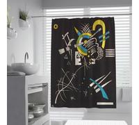 Cortinas de Ducha Modernas W120xL180cm Arte geométrico Abstracto Fondo Negro Formas Coloridas poliéster Impermeable y Resistente al Moho Cortina de baño para Cuarto húmedo