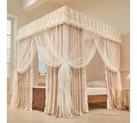 Cortinas de Esquina con Dosel para Cama de niña, con 4 Postes en Las Esquinas, Doble Capa, con ventilación, Ideal para Exteriores, Interiores, dormitorios, Viajes y Camping.