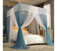 Cortinas de Esquina con Dosel para Cama de niña, de Malla, de Doble Capa, con ventilación práctica y Elegante, Ideales para dormitorios Interiores y Exteriores.