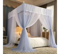 Cortinas de Esquina con Dosel para Cama de niña, de Malla, de Doble Capa, con ventilación práctica y Elegante, Ideales para dormitorios Interiores y Exteriores.