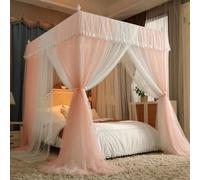 Cortinas de Esquina con Dosel para Cama de niña, de Malla, de Doble Capa, con ventilación práctica y Elegante, Ideales para dormitorios Interiores y Exteriores.