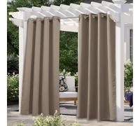 Cortinas de exterior NICETOWN Morandi Brown para patio, impermeables, de 84 pulgadas de largo, 2 unidades, con ojales de acero inoxidable, aislan