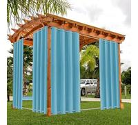 Cortinas de exterior para porche, pérgola, jardín, patio trasero, impermeables, con ojales (parte superior e inferior), opacas, privacidad y protección UV, resistente al viento, azul, 352 x 254 cm