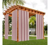 Cortinas de exterior para porche, pérgola, jardín, patio trasero, impermeables con ojales (parte superior e inferior), opacas, privacidad y protección UV, resistente al viento, rosa, 232 x 284 cm