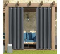 Cortinas de Exterior Resistentes a la Intemperie,Cortinas para Exteriores Opacas con Aislamiento térmico para Exteriores para jardín,Patio,Puerta,Gazebo,pérgola,balcón,Gris oscuro,4 Piezas|132x213cm