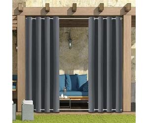 Cortinas de Exterior Resistentes a la Intemperie,Cortinas para Exteriores Opacas con Aislamiento térmico para Exteriores para jardín,Patio,Puerta,Gazebo,pérgola,balcón,Gris oscuro,4 Piezas|132x213cm