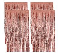 Cortinas de flecos de lámina de oro rosa con flecos metálicos brillantes para baby shower, fiesta de cumpleaños, decoración de fiesta de cumpleaños, 1 m x 2 m