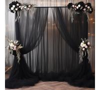 Cortinas de Fondo de Tul Negro de 20 x 10 Pulgadas para Fiestas, telón de Fondo Transparente para Bodas, Baby Shower, fotografía, Fiesta de cumpleaños