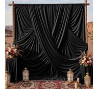 Cortinas de Fondo Negras de 9 x 3 m para Fiestas, 6 Paneles de 1,5 x 3 m, Cortinas de Fondo de poliéster sin Arrugas para Bodas, cumpleaños, Baby Shower, graduación, Decoraciones