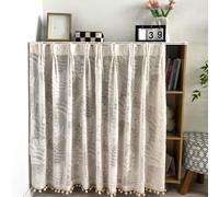 Cortinas de Gabinete Antipolvo para Debajo Del Fregadero con Borlas, Estantes Cortina Panel Privacidad Ideal para Aulas, Oficinas, Cocinas y Casas de Estilo Rústico(Beige,200*120cm/79*47in)