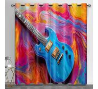 Cortinas de granja de guitarra eléctrica, cortina divisora abstracta de arte pop, cortinas opacas para ventanas de dormitorio, decoración del hogar de hotel, 55 x 90 pulgadas, 2 paneles