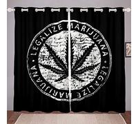 Cortinas de Hojas de Marihuana de Hojas de Canna otánicas para niños, Hombres, Plantas alucinógenas, Ventanas colgaduras Vintage de cáñamo,de habitación, W46* L54