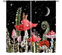 Cortinas de hongos, diseño floral bohemio y silvestre con plantas naturales, setas, decoración del hogar, para dormitorio, sala de estar, cocina, tratamiento de ventanas, juego de 2 paneles, tamaño
